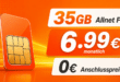 monatlich kündbar - 35GB Allnet Flatrate nur 6.99€ monatlich - 0€ Anschlusspreis