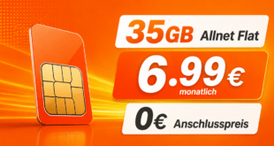 monatlich kündbar - 35GB Allnet Flatrate nur 6.99€ monatlich - 0€ Anschlusspreis