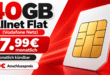 monatlich kündbar - 40GB Allnet Flat nur 7.99€ monatlich - 0€ Anschlusspreis