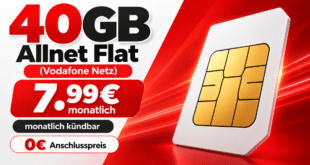 monatlich kündbar - 40GB Allnet Flat nur 7.99€ monatlich - 0€ Anschlusspreis