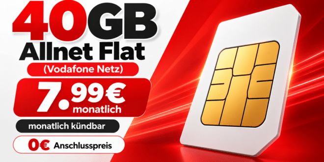 monatlich kündbar - 40GB Allnet Flat nur 7.99€ monatlich - 0€ Anschlusspreis