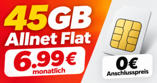45GB Allnet Flat im Vodafone Netz nur 6.99€ monatlich - 0€ Anschlusspreis