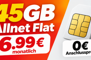 45GB Allnet Flat im Vodafone Netz nur 6.99€ monatlich - 0€ Anschlusspreis
