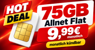 monatlich kündbar - 75GB Allnet Flat nur 9.99€ monatlich