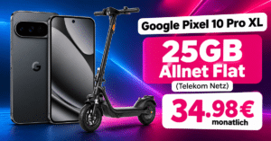 Google Pixel 10 Pro XL & Niu KQi 100F E-Scooter für einmalig 139€ mit 25GB Allnet Flatrate nur 34.98€ monatlich