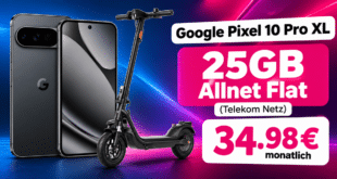 Google Pixel 10 Pro XL & Niu KQi 100F E-Scooter für einmalig 139€ mit 25GB Allnet Flat nur 34.98€ monatlich