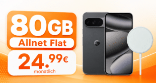 Google Pixel 10 Pro & Google Pixelsnap-Ladegerät für einmalig 79€ mit 80GB Allnet Flat nur 24.99€ monatlich