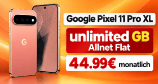 Google Pixel 11 Pro XL für einmalig 30€ mit o2 unlimited Allnet Flat nur 44.99€ monatlich