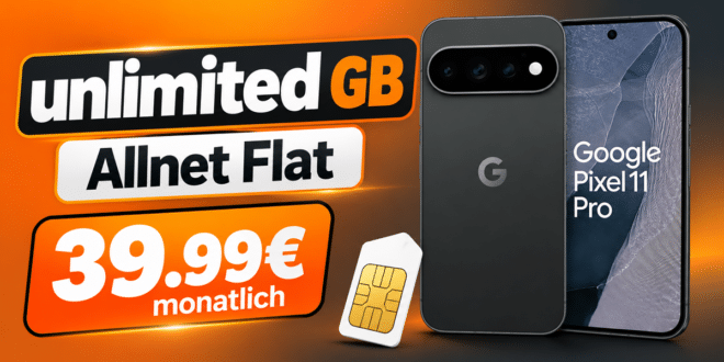 Google Pixel 11 Pro für einmalig 59€ (Einsendung Altgerät) mit o2 unlimited Allnet Flat nur 39.99€ monatlich