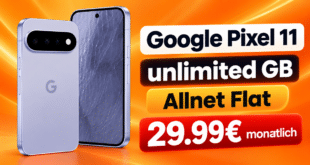 Google Pixel 11 für einmalig 50€ mit o2 unlimited Allnet Flat nur 29.99€ monatlich