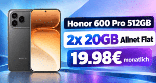 Honor 600 Pro für einmalig 49€ mit 2x 20GB Allnet Flat nur 19.98€ monatlich