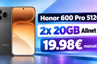 Honor 600 Pro für einmalig 49€ mit 2x 20GB Allnet Flatrate nur 19.98€ monatlich