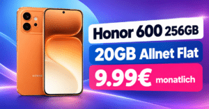Honor 600 für einmalig 49€ mit 20GB Allnet Flat nur 9.99€ monatlich