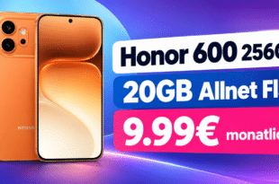Honor 600 für einmalig 49€ mit 20GB Allnet Flat nur 9.99€ monatlich