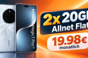 Honor Magic 7 Pro für einmalig 69€ mit 2x 20GB Allnet Flat nur 19.98€ monatlich
