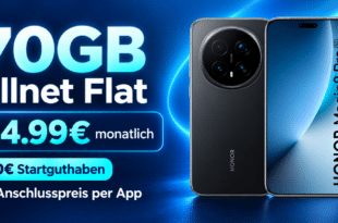 Honor Magic8 Pro für einmalig 99€ mit 70GB Allnet Flatrate und 120€ Startguthaben nur 34.99€ monatlich