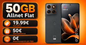 Motorola Edge 70 512GB mit 50GB Allnet Flat und 50€ Wechselbonus nur 19.99€ monatlich