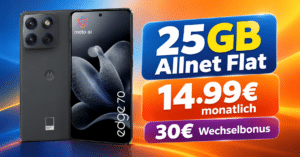Motorola Edge 70 für einmalig 60€ mit 25GB Allnet Flat & 30€ Wechselbonus nur 14.99€ monatlich