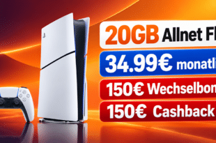 PS5 PlayStation 5 Slim - Digital Edition mit 20GB Allnet Flat & 150€ Wechselbonus & 150€ Cashback für 34.99€ monatlich