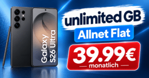 Galaxy S26 Ultra für einmalig 59€ mit o2 unlimited Allnet Flatrate nur 39.99€ monatlich
