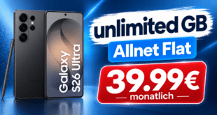 SAMSUNG Galaxy S26 Ultra für einmalig 59€ mit o2 unlimited Allnet Flatrate nur 39.99€ monatlich