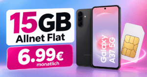 Samsung Galaxy A37 für einmalig 59€ mit 15GB Allnet Flat nur 6.99€ monatlich