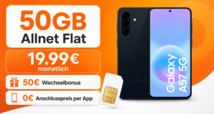 Samsung Galaxy A57 256GB mit 50GB Allnet Flat und 50€ Wechselbonus nur 19.99€ monatlich