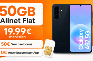 Samsung Galaxy A57 256GB mit 50GB Allnet Flat und 50€ Wechselbonus nur 19.99€ monatlich