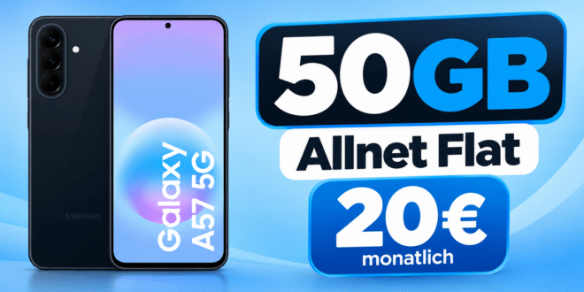 Samsung Galaxy A57 5G 256GB für einmalig 39€ mit 50GB Allnet Flat im Telekom Netz nur 20€ monatlich