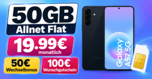 Samsung Galaxy A57 256GB für einmalig 39€ mit 50GB Allnet Flat & 50€ Wechselbonus und 100€ Wunschgutschein nur 19.99€ monatlich
