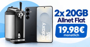 Samsung Galaxy S25 & CASO Bierzapfanlage Beer Master für einmalig 79€ mit 2x 20GB Allnet Flatrate nur 19.98€ monatlich