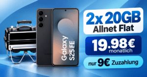 Samsung Galaxy S25 FE & Weber Go Anywhere Holzkohle Grill für einmalig 9€ mit 2x 20GB Allnet Flat nur 19.98€ monatlich