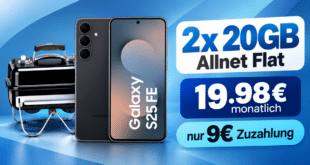 Samsung Galaxy S25 FE & Weber Go Anywhere Holzkohle Grill für einmalig 9€ mit 2x 20GB Allnet Flat nur 19.98€ monatlich
