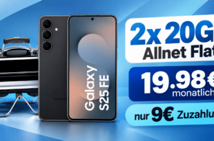 Samsung Galaxy S25 FE & Weber Go Anywhere Holzkohle Grill für einmalig 9€ mit 2x 20GB Allnet Flat nur 19.98€ monatlich