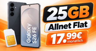 Samsung Galaxy S26 FE für einmalig 49€ (Einsendung Altgerät) mit 25GB Allnet Flatrate nur 17.99€ monatlich