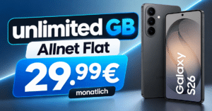 Samsung Galaxy S26 für einmalig 80€ mit o2 unlimited Allnet Flatrate nur 29.99€ monatlich