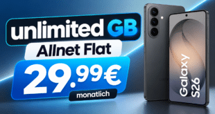 Samsung Galaxy S26 für einmalig 80€ mit o2 unlimited Allnet Flat nur 29.99€ monatlich
