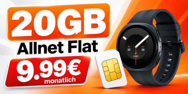 Samsung Galaxy Watch9 LTE 40mm für einmalig 29€ mit 20GB Allnet Flat nur 9.99€ monatlich