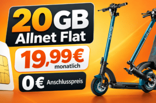SoFlow E-Scooter S04-PRO 10.5 GEN 2 mit 20GB Allnet Flatrate nur 19.99€ monatlich