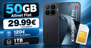 Xiaomi 17T Pro 1TB für einmalig 100€ mit 50GB Allnet Flat & 120€ Startguthaben nur 29.99€ monatlich