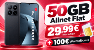 Xiaomi 17T Pro für einmalig 100€ mit 50GB Allnet Flat und 100€ Wechselbonus nur 29.99€ monatlich