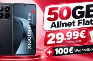 Xiaomi 17T Pro für einmalig 100€ mit 50GB Allnet Flat und 100€ Wechselbonus nur 29.99€ monatlich