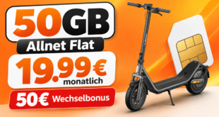 Xiaomi Electric Scooter 6 mit 50GB Allnet Flat & 50€ Wechselbonus nur 19.99 Euro monatlich