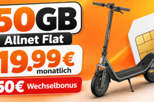 Xiaomi Electric Scooter 6 mit 50GB Allnet Flat & 50€ Wechselbonus nur 19.99 Euro monatlich