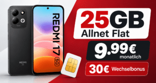 Xiaomi Redmi 17 5G für einmalig 59€ mit 25GB Allnet Flat & 30€ Wechselbonus nur 9.99€ monatlich