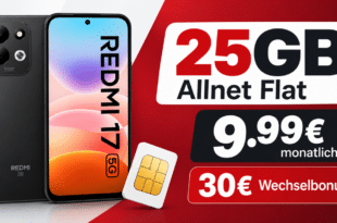 Xiaomi Redmi 17 5G für einmalig 59€ mit 25GB Allnet Flat & 30€ Wechselbonus nur 9.99€ monatlich
