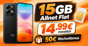 Xiaomi Redmi 17 für einmalig 49€ mit 15GB Allnet Flat und 50€ Wechselbonus nur 14.99€ monatlich