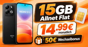 Xiaomi Redmi 17 für einmalig 49€ mit 15GB Allnet Flat und 50€ Wechselbonus nur 14.99€ monatlich