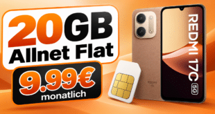 Xiaomi Redmi 17C 5G für einmalig 9€ mit 20GB Allnet Flat nur 9.99€ monatlich