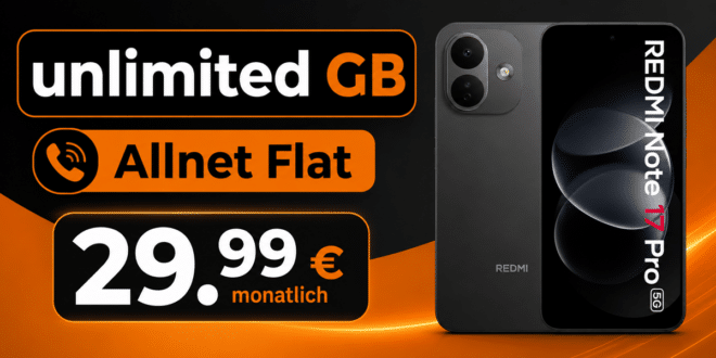 Xiaomi Redmi Note 17 Pro mit o2 unlimited Allnet Flat nur 29.99€ monatlich